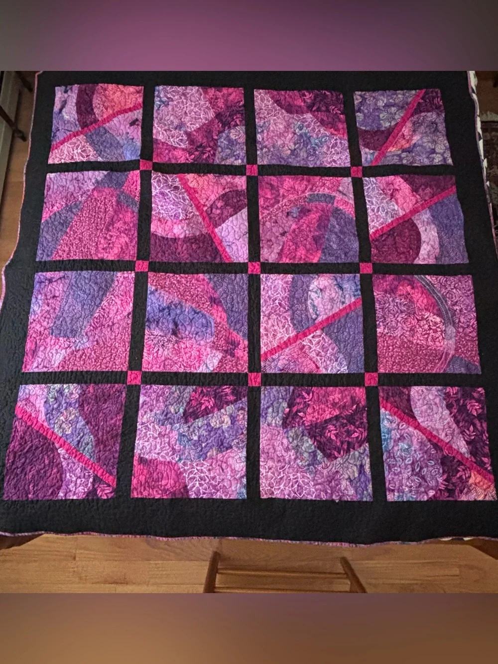 Handmade Batik Patchwork Throw Quilt Purples Size 55